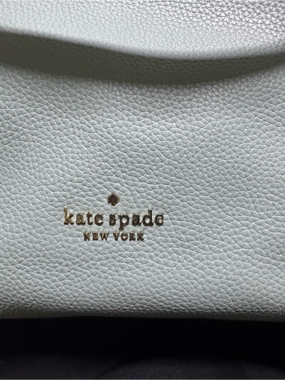 kate spade mint green pebbled leather tote with gold logo